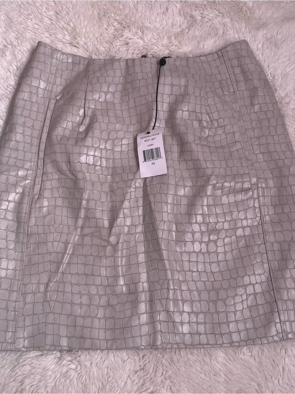 Kendall & Kylie Faux Croc Mini Skirt in Light Gray